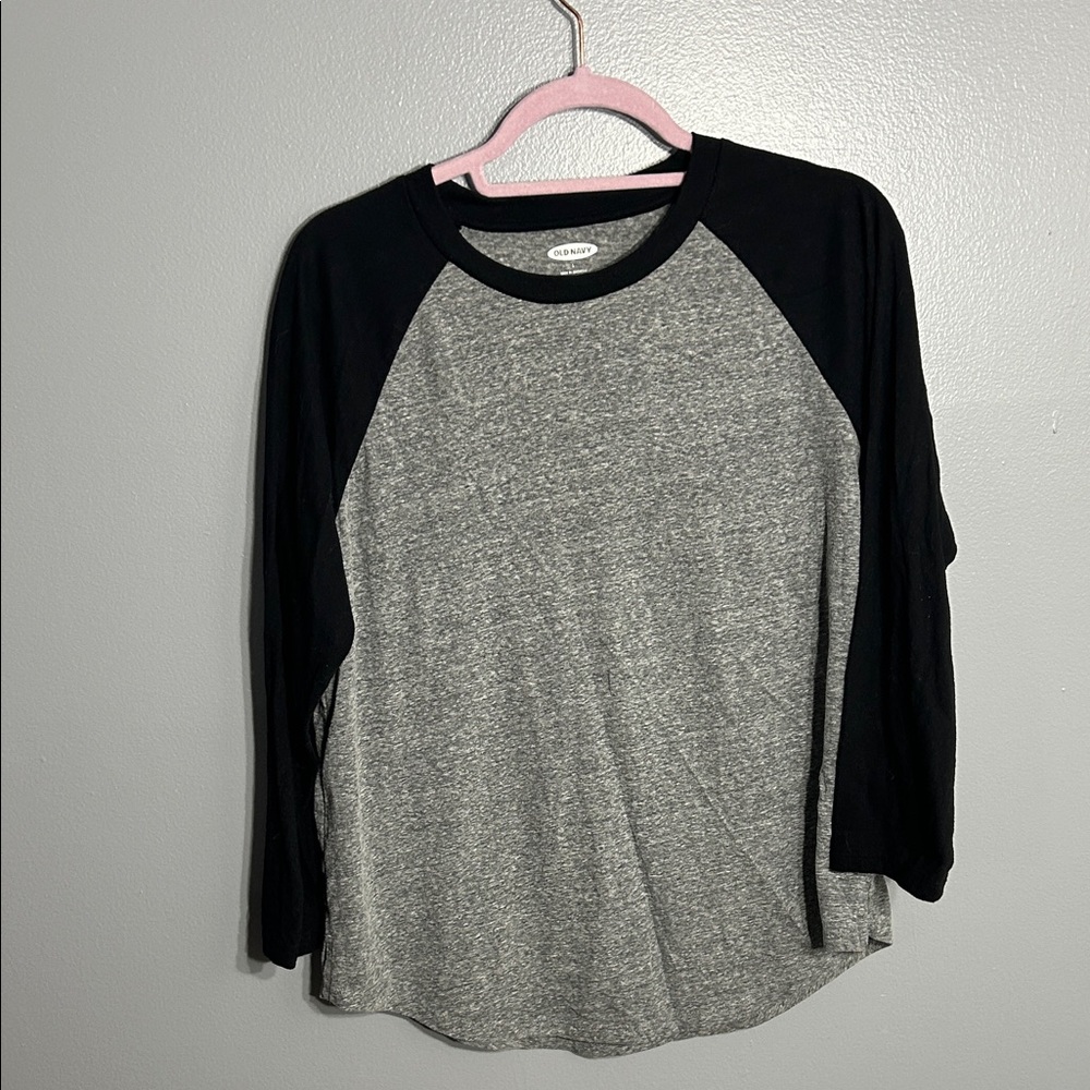 Old Navy Heather Gray and Black Raglan Long Sleeve Tee